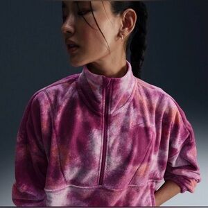Nike Women's Therma-FIT  1/2-Zip Fleece Printed Top MEDIUM NWT